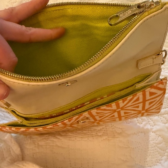 Spartina 449 Natural Linen & Leather Geometric Clutch - NWOT - Picture 10 of 11